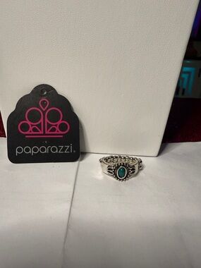 paparazzi Silver-Tone Ring with Teal Oval Stone